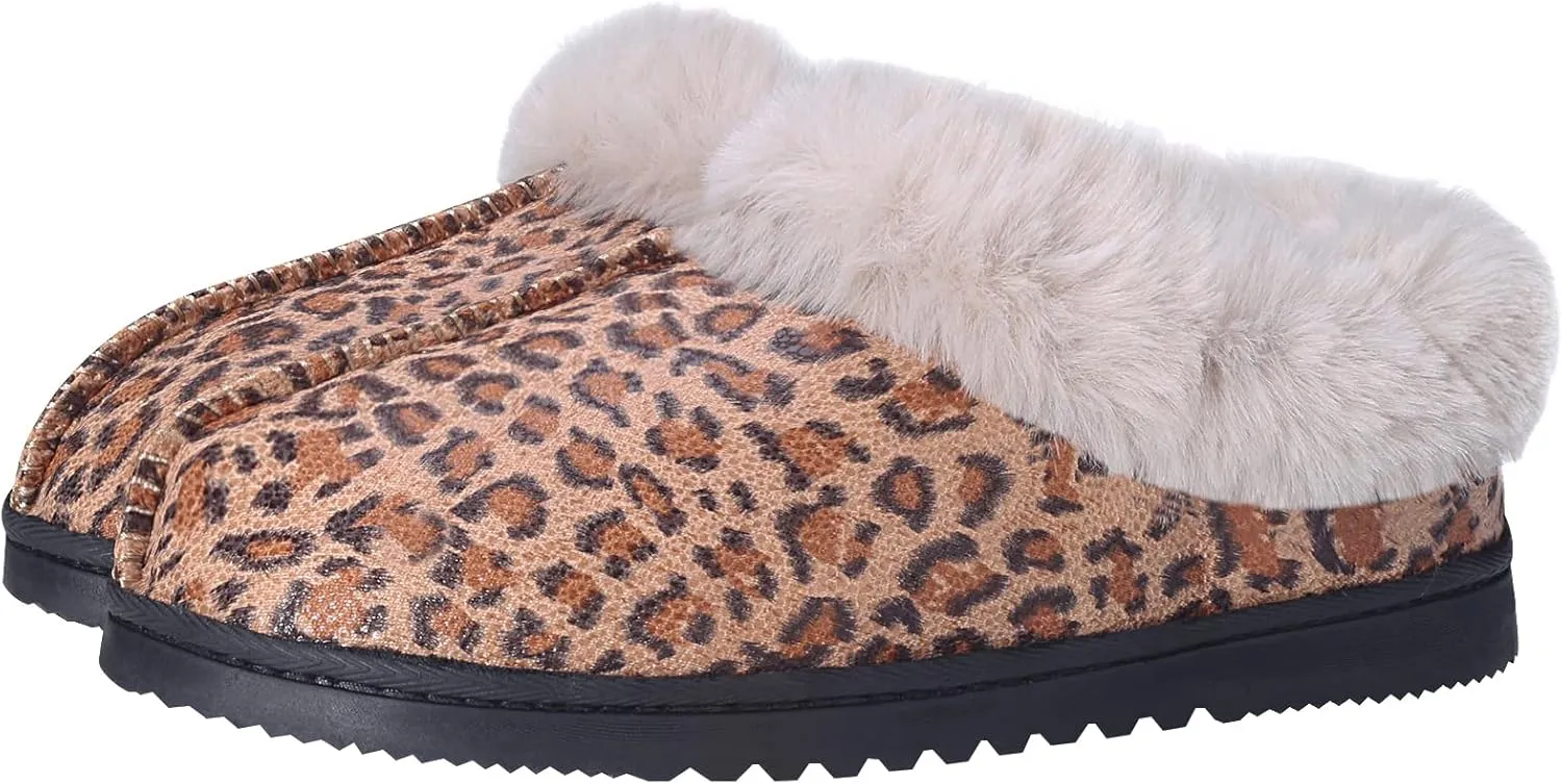 UBXRIN Womens Fuzzy Memory Foam Slippers Boots Cozy Faux Fur House Shoes Indoor Outdoor Rubber Sole Anti-Skid