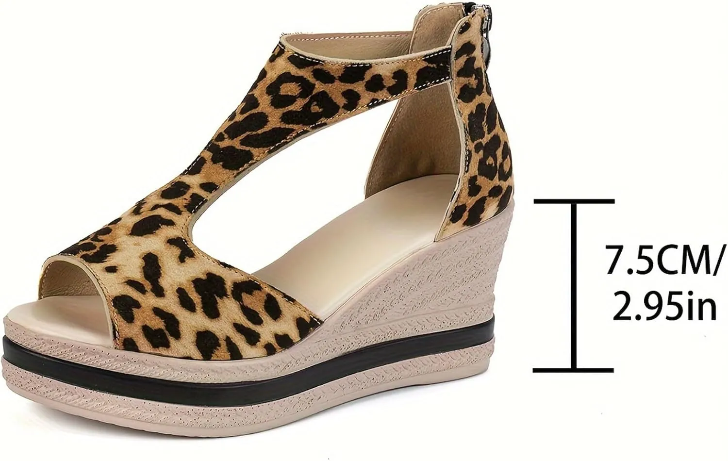 Wedge Sandals for Women Open Toe Casual Platform Sandal High Heel Zipper Back Wedges Comfortable Summer Shoes