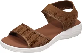 Women Summer Sandals Open Toe Slip On Dressy Sandal Hollow Elastic Ankle Strap Low Wedges Comfortable Beach Shoes