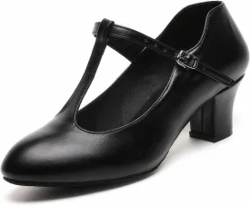 Womens Character T-Strap Dress Shoes - Leather Salsa Dance Heels