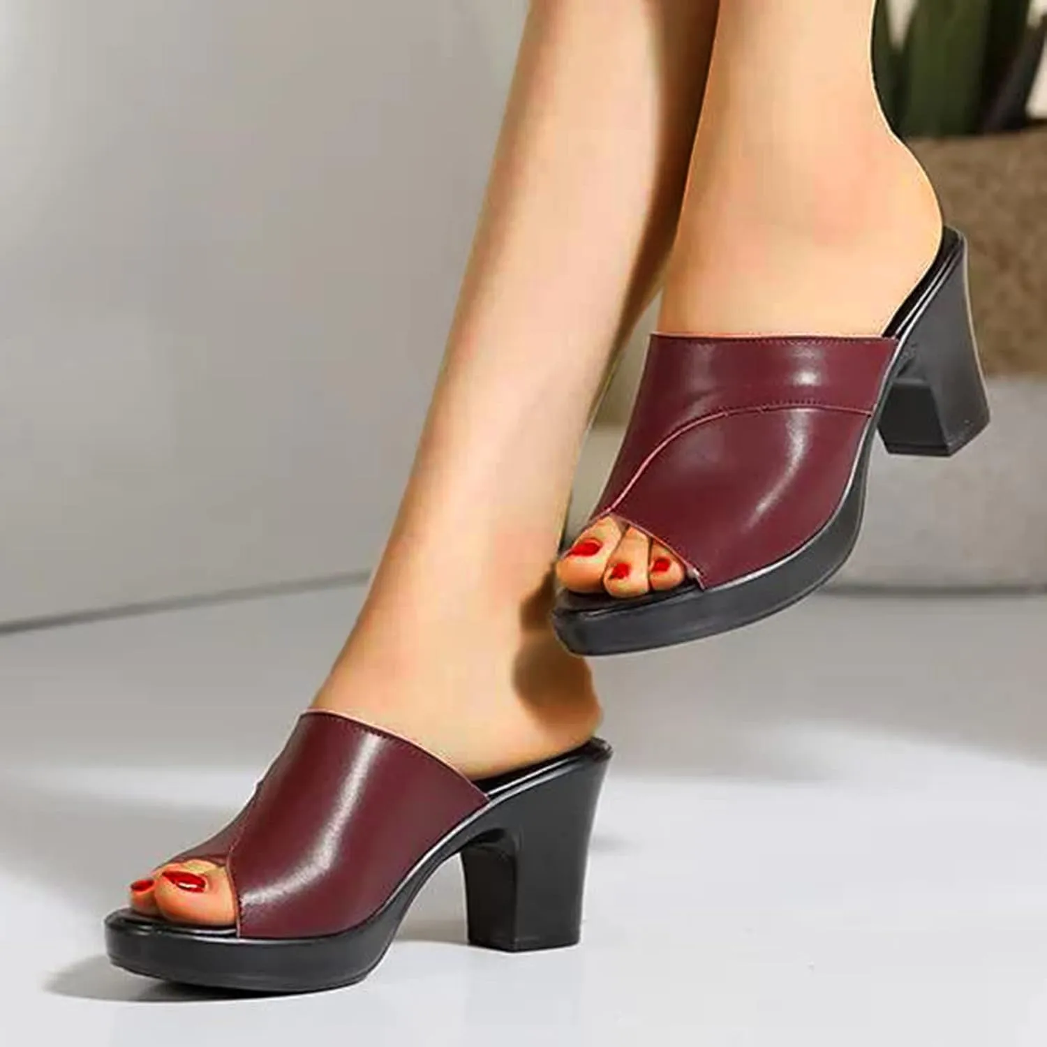 Women's Dress Sandals Slide Low Block Chunky Heeled Open Toe Heels Sandals Slip on Comfortable Casual Pumps Shoes