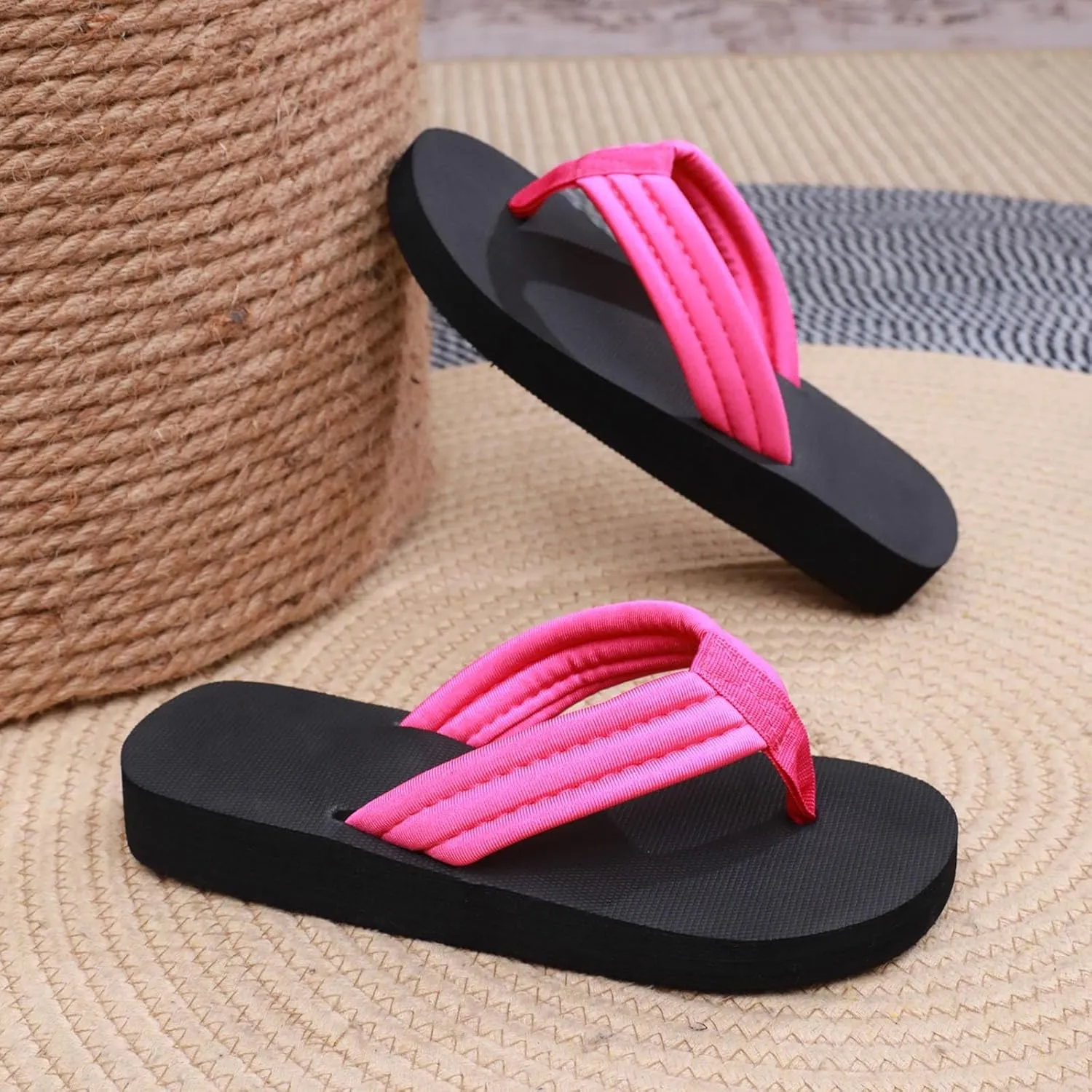 Women's Platform Flip Flop with Arch Support Comfortable Low Wedge Walking Thong Sandals Summer Beach Slippers