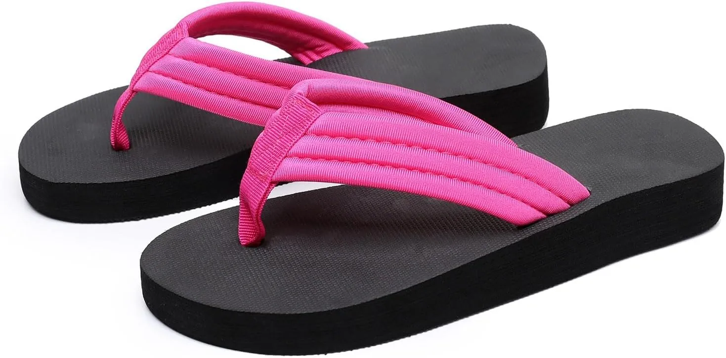 Women's Platform Flip Flop with Arch Support Comfortable Low Wedge Walking Thong Sandals Summer Beach Slippers