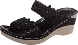 Women's Summer Sandals Arch Support Orthopedic Wedge Sandal Open Toe Slip On Platform Shoes Comfortable Walking Slides