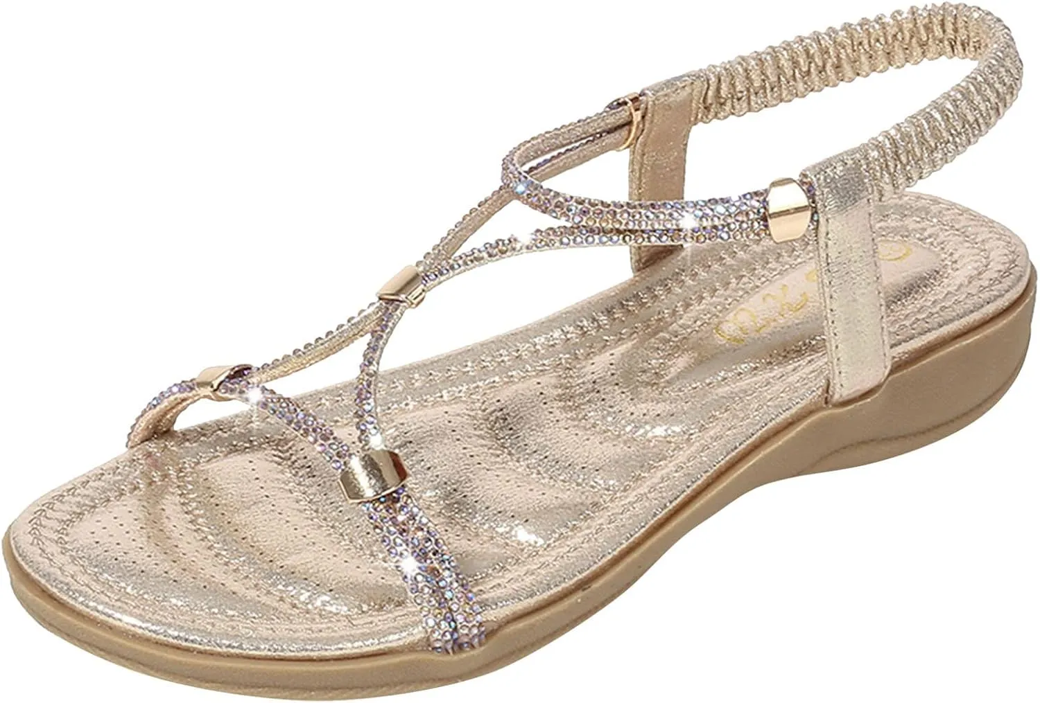 Women's Wedge Sandals Open Toe Elastic Ankle Strap Boho Sandals Slingback Arch Support Comfortable Sandals Beach Shoes