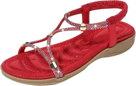 Women's Wedge Sandals Open Toe Elastic Ankle Strap Boho Sandals Slingback Arch Support Comfortable Sandals Beach Shoes