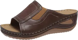 Womens Wedge Sandals Orthotic Comfort Walking Slides Platform Shoes Open Toe Slip On Summer Slippers with Arch Support