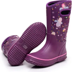 WTW Kids Rubber Rain Boots - Neoprene Insulated 100% Waterproof Mid Calf Mud Boots for Boys and Girls Winter Snow Boots