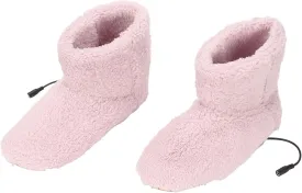 ZJchao Heated Foot Slipper with Ankle Wrap, USB Soft Relaxing Electric Plush Warming Heating Shoes, Boots Foot Warmers for Cold Winter (Pink)